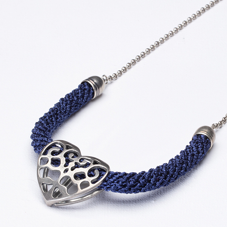 Blew / Silver / Heart Necklace - Rotem 