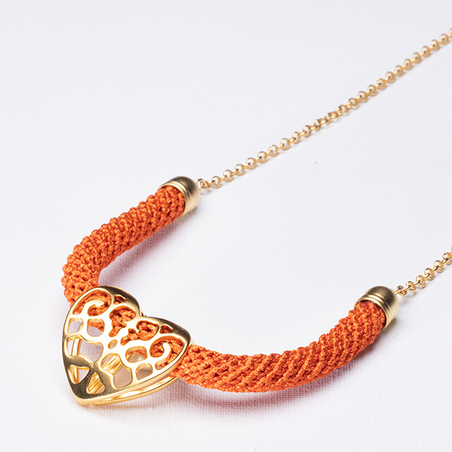Orange / Gold / Heart Necklace - Rotem 