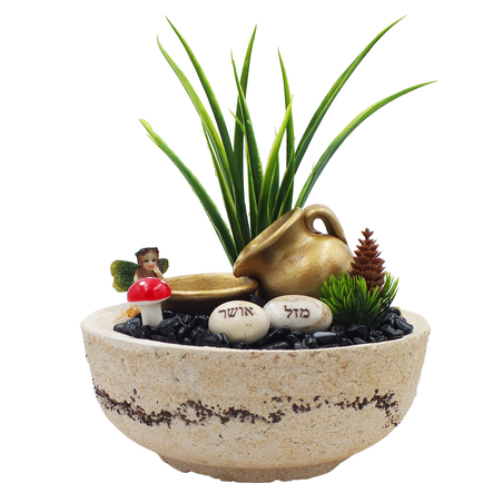 מזרקת מפל מים בקערה עגולה עם סיטרין ואוניקס