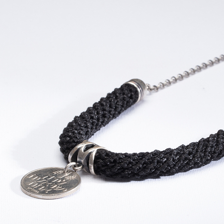 Black & Silver Old Coin Pendant Necklace - Hamutal 