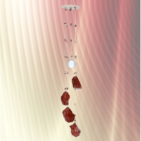 מובייל ספירלה משולב ג'אספר אדום גולמי  5 זרועות 65 ס