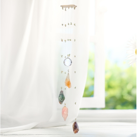 מובייל ספירלה משולב מגוון אבני קריסטל גולמיות 5 זרועות 65 ס