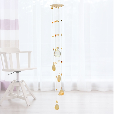 מובייל ספירלה משולב אבני סיטרין מוחלקות 5 זרועות 65 ס