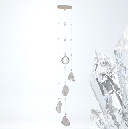 מובייל ספירלה משולב אבני קוורץ קריסטל גולמיות 5 זרועות 65 ס