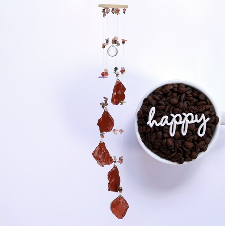 מובייל ספירלה משולב ג'אספר אדום גולמי  6 זרועות 45 ס