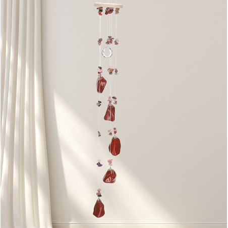 מובייל ספירלה משולב ג'אספר אדום מוחלק 6 זרועות 45 ס