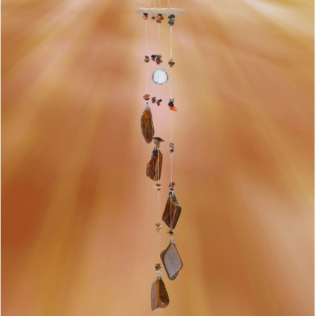 מובייל ספירלה משולב אבני עין הנמר מוחלקות 6 זרועות 45 ס