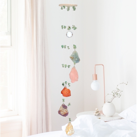 מובייל ספירלה משולב מגוון אבני קריסטל גולמיות 6 זרועות 45 ס