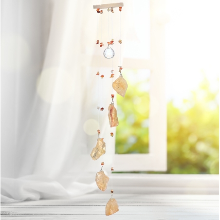 מובייל ספירלה משולב אבני סיטרין גולמיות 6 זרועות 45 ס