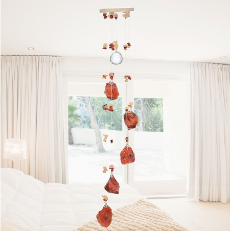 מובייל ספירלה משולב אבני קרנליאן גולמיות 6 זרועות 45 ס