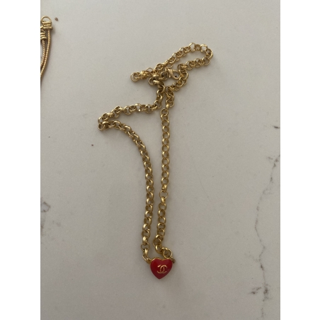 Authentic Chanel Heart Shaped Red Button - Necklace