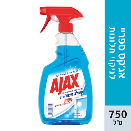 אג'קס נוזל לניקוי חלונות ללא סימן 750 מ'ל