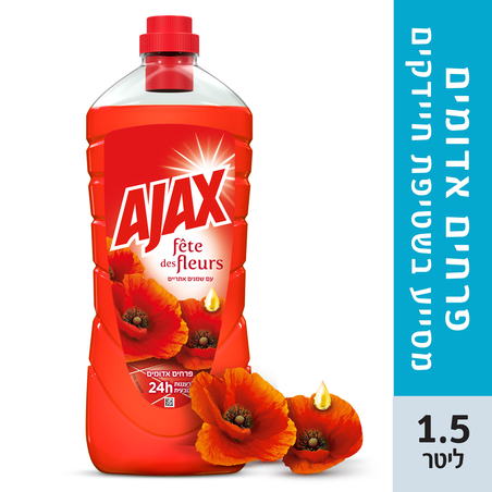 אג'קס חגיגת הפרחים נוזל לניקוי כללי ורצפות בניחוח פרחי בר 1.5 ליטר