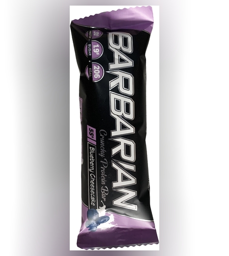 חטיף חלבון בטעם יוגורט ואוכמניות בציפוי שוקולד לבן ללא תוספת סוכר 