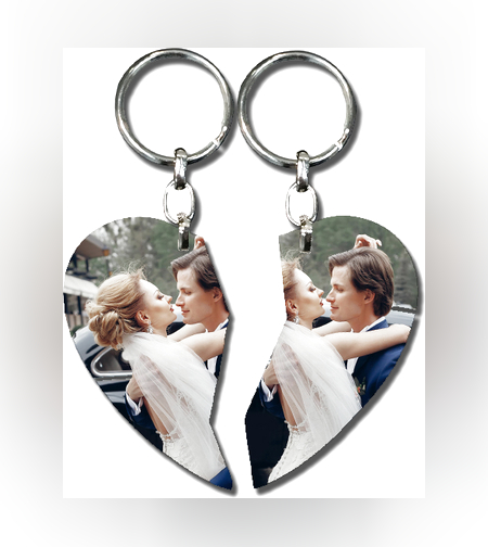 הדפסה על מחזיק מפתחות לב חצוי