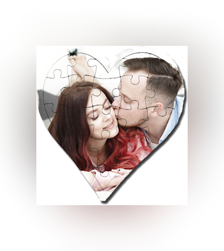 הדפסה על פאזל עץ לב