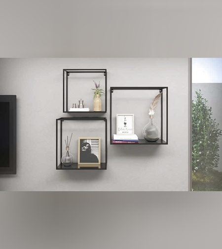 שלישיית מדפים מרובעים שני צבעים לבחירה