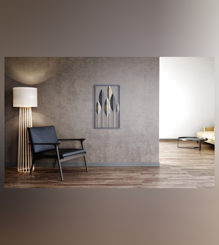 מעמד דקורטיבי עלים ממתכת מוזהבת משולבת שחור דגם פורטלנד