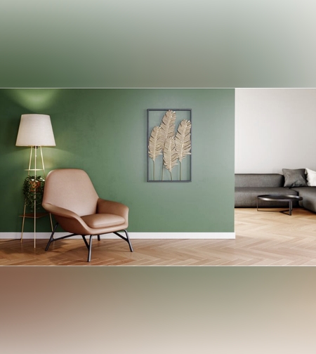 מעמד דקורטיבי ממתכת מוזהבת נוצות דגם מישיגן