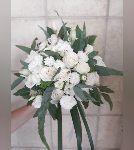 Cascading white bridal bouquet