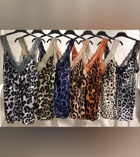 גופיה כתפיות תחרה הדפס טייגר