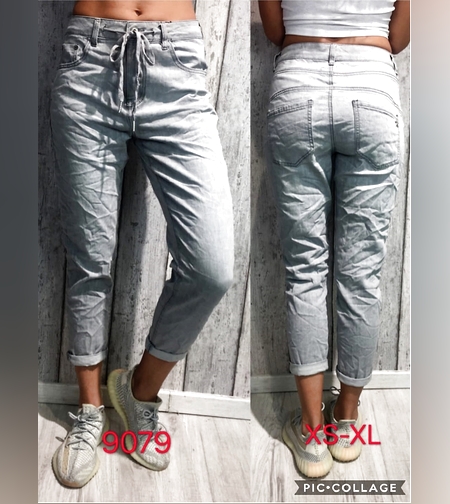 ג'ינס אפור עם שרוך מקדימה 