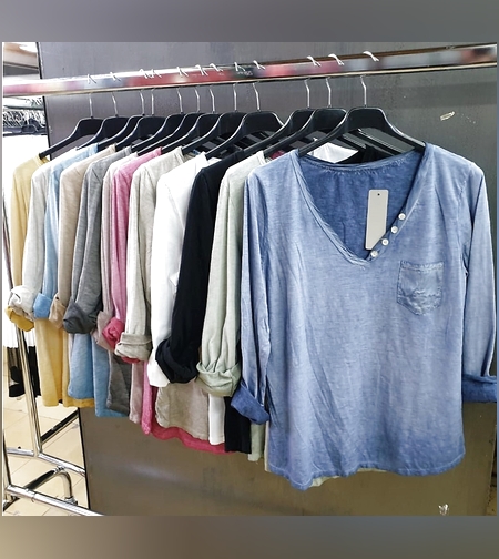 טישרט כותנה וואש כפתורים על הווי