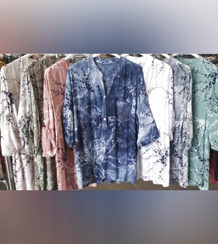 חולצה ווי כפתורים וואש מודפסת