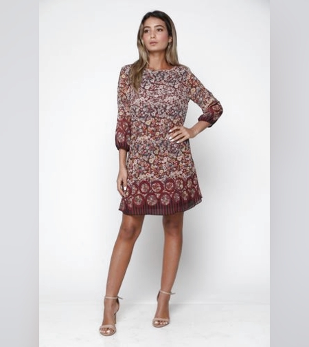 שמלת פליסה פרחים