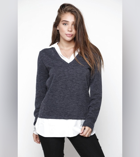 סריג צווארון שילוב קרפ