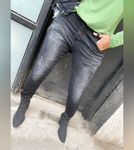 ג'ינס מיס לונה פרנג'טרי (שחור משופשף)