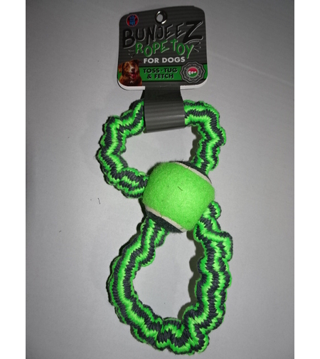 צעצוע לכלב - חבל בנג'י עם כדור טניס