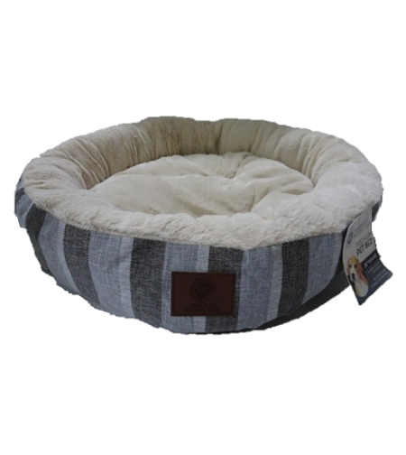 מיטה לכלב בינוני, עגולה, דגם אריג פסים