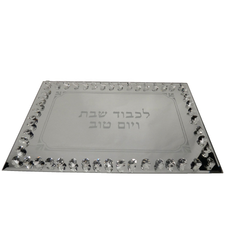 Glass tray with stones