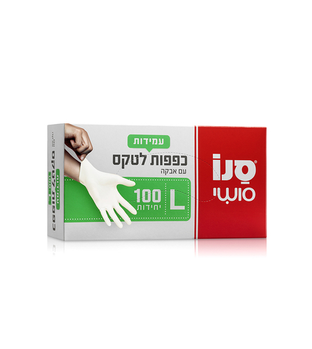 כפפות לטקס 100 יח L