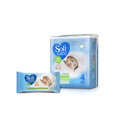 סופטקר מארז רביעיית מגבונים לחים ללא בישום