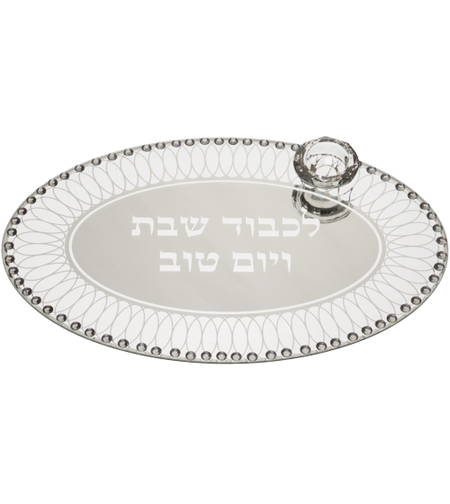 A challah tray set with stones
