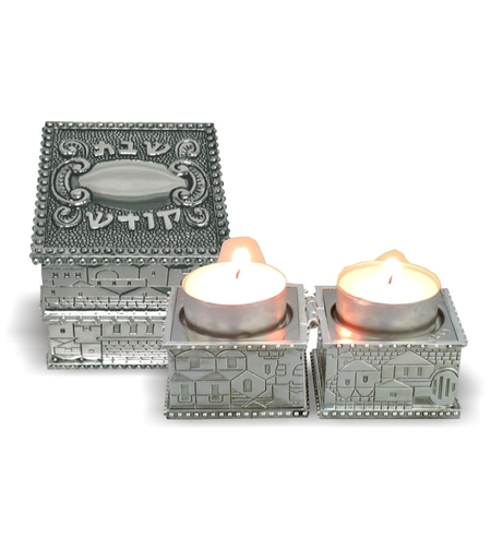 Silver travel candlesticks Jerusalem 6 cm