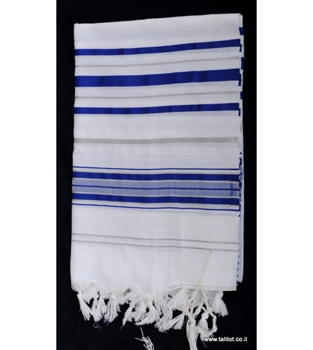 טלית גדול אקרילן / כחול כסף במידות שונות