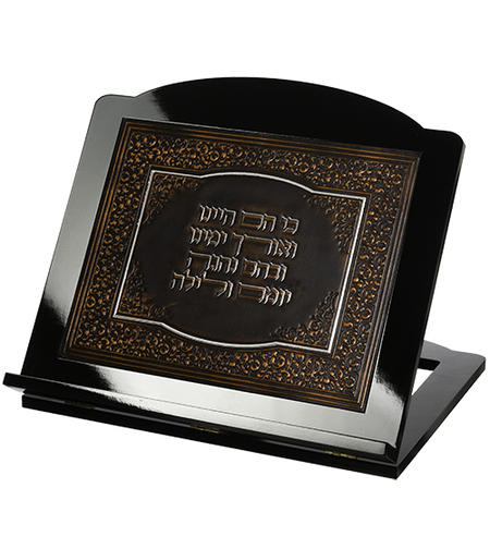 סטנדר מהגוני מהודר עם פלקטה דמוי עור 