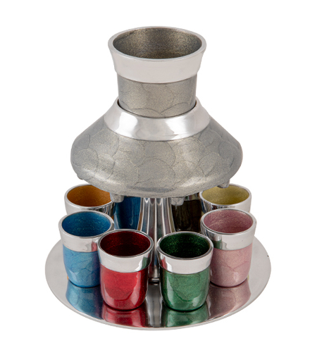 מחלק יין אלומניום מהודר עם 8 כוסיות - צבעוני 21 ס