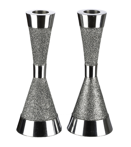 זוג פמוטים מהודר מאלומניום בציפוי נצנצים מוכספים 17 ס