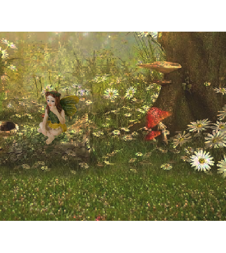 פיית יער עדינה יושבת 