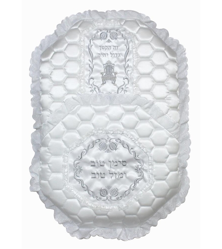 Exquisite octagonal cushion for satin alliance with dental around thick embroidery 