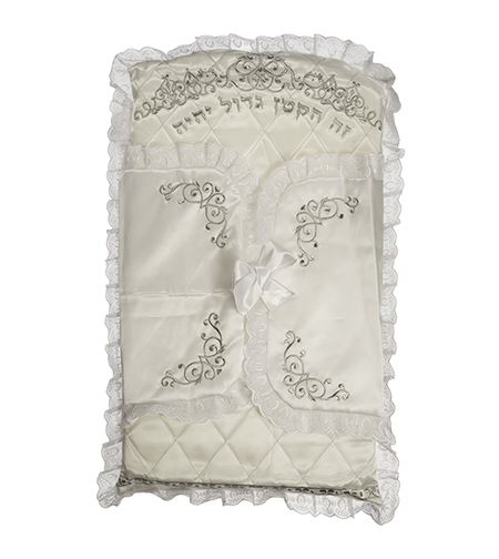 Fancy pillow for satin alliance with dental around, thick embroidery - 