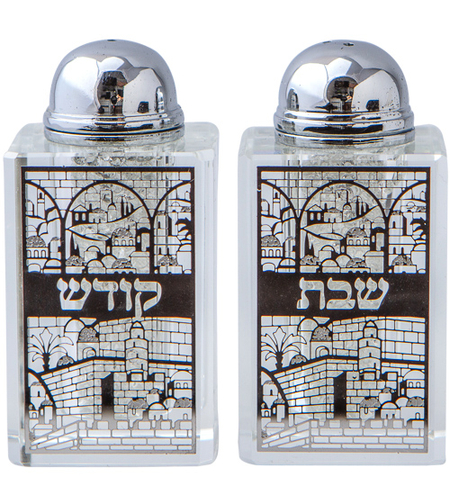 Crystal salt shaker with laser cutting plaque 