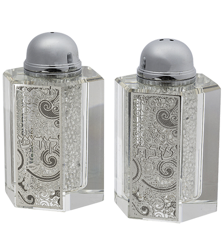 סט מלח פלפל מקריסטל עם פלקטה חיתוך לייזר 