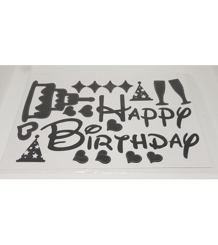 מדבקות HAPPY BIRTHDAY  שחור