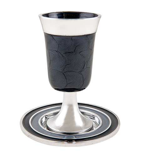 גביע קידוש אלומניום מהודר עם תחתית גוון אפור כהה 15 ס