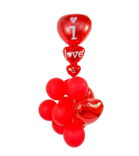 זר בלונים אדום I LOVE YOU